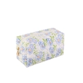 Quilted floral makeup bag in cream with blue and orange flowers and gold zipper - Blue Flower