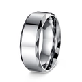 Anillo de acero de titanio plateado de 8mm con bordes facetados geométricos para hombre - US 7 / Plateado