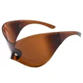 Gafas de sol deportivas envolventes futuristas Y2K en color marrón té traslúcido C2 - Marrón