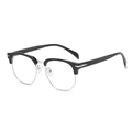 Occhiali da sole polarizzati TR90 semi-montatura neri e argento con dettaglio a freccia - Nero Argento Anti-Luce Blu