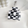 Minimalist black and white checkerboard acetate hair claw clip with square cutout design - 5cm / Black & White Checkerboard