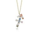 Gold s925 silver necklace featuring a colorful zircon inlaid cross pendant - Sagittarius / 925 Silver