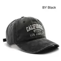 Retro washed charcoal black baseball cap with California 1850 Los Angeles embroidery - Black