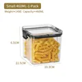 Αεροστεγές διαφανές δοχείο τροφίμων 460ml με πλευρικό κλείδωμα για στεγνά ζυμαρικά - Μικρό 460ml