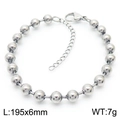 Silver stainless steel bead chain bracelet 6mm width 195mm length with lobster clasp - 6mm Bracelet / Steel