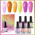 Detail of 6-piece salon quality gel polish set with color swatches and packaging - Bright Candy Series Set (GPS09)