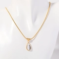 Water drop blue crystal necklace with 18K gold plated snake chain for women - April (Clear)