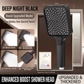 Matte black pressurized shower head with 12cm square panel and four spray modes - Black Square 3-Button Shower Head
