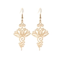 Boucles d'oreilles pendantes lotus et Unalome en acier inoxydable doré élégant - Lotus Creux / Doré