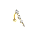 Piercing de nombril doré avec pendentifs en cascade de zircons cubiques clairs - XY-4 4 Pierres Graduées