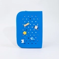 DIY blue silicone pencil case with holes and cute removable cartoon charms - Large / Solid Blue