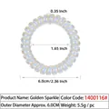 Schwarzes Spiralhaargummi mit Perlglanz-Effekt, zeigt 6 cm Außendurchmesser Details - Groß Gold Glanz