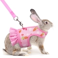 Pink mesh rabbit harness and leash set with carrot print for small pet travel - S / Pink