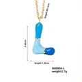 Blue enamel letter L pendant necklace in gold finish with 40+5cm adjustable chain - Letter L Style (N00906-L)