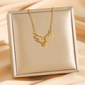 Collier ailes d'ange doré avec strass blancs sur satin de soie et coffret à bijoux - Or (8484)