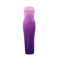 Detail of slim fit tube dress showing the pink to purple gradient and ruched fabric texture - S / Purple