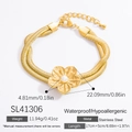 Bracciale in acciaio al titanio dorato con ciondolo margherita e perla - Margherita Con Perla Artificiale (SL41306) / Placcato Oro 18K