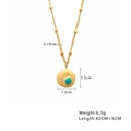 Detail shot of golden pumpkin necklace with turquoise stone and dimension measurements - Turquoise Oval Gem