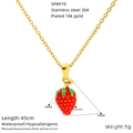 Collier chic en acier inoxydable plaqué or 18 carats avec pendentif fraise rouge - Style Fraise (SP897G)