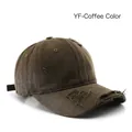 Distressed coffee brown baseball cap with vintage stone washed finish and ripped details - Brown