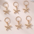 Set of 6 golden starfish hair pendants with detailed texture for DIY hair decoration - Starfish / Gold
