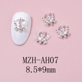 Detail of silver heart crown nail art charms with wings and rhinestones, size 8.5x9mm - Silver Base Clear Rhinestone (AH07)