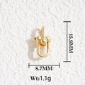 Detail view of 18K gold plated brass U-shaped connector with 15.9mm height and 1.1g weight - Gold U-shape Horseshoe Clasp