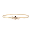 Elastic gold waist chain belt with polished triple flower decorative buckle - Gold Three Flowers