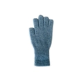 Blue wool blend knit gloves with ribbed cuffs for winter warmth and touchscreen use - One Size / Blue