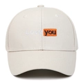 Casquette de baseball en coton beige avec broderie Love you et écusson orange - Réglable / Beige