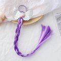 Élastique licorne pour enfants avec ailes d'ange argentées et tresse violette attachée - Tresse Licorne à Ailes