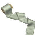 Light sage green frayed edge silk ribbon on a wooden spool for wedding decor - 4CM X5 Yards (Without Wood Spool) / Light Sage Green
