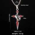 Stainless steel cross necklace with red enamel inlay and ring detail for men - Silver with Red Enamel