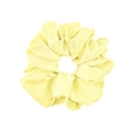 Detailed view of yellow satin velvet scrunchie with rich fabric folds and glossy finish - Satin Style / Yellow