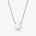 Minimalist 925 sterling silver necklace with polished round disc pendant on fine chain - 925 Silver / Silver - Round Disc Necklace