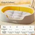 Washable gray and yellow dog bed size chart for small to extra large pets up to 45 lbs - XL (75x50cm) / Grey Yellow