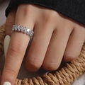 Elegant geometric baguette cut silver eternity ring for women in a minimalist design - US 7 / White Gold