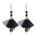 Gothic Halloween earrings with black lace fan and skull hand charms for women - 5.Black Gauze Skull Earrings