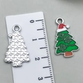 Christmas tree alloy charm pendant with green enamel finish and ruler for size scale - Green Christmas Tree 22x13mm
