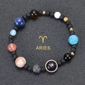 Detail of Aries zodiac bracelet featuring blue sandstone and natural volcanic stones - Aries