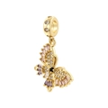 Gold butterfly pendant with colorful gemstones and black crystal for DIY jewelry - VD1600 Gold Colorful Zirconia Pendant
