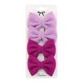 4-piece set of polyester fabric bow hair clips in light purple and magenta shades - Purple Series