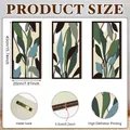 Detailed size chart of three leaf wooden wall panels with dimensions and metal hook display - Forest Leaf Style (Y24Y51238_Q)