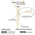 Dimensioni dettagliate della collana a Y in acciaio dorato con zirconi e catena a sfere - Collana in Acciaio Inossidabile a Nappa a Y Oro con Strass (JDN0310011)