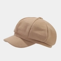 Gorra clásica de lana color camello para mujer con diseño de costura octogonal - M (56-58cm) / Caqui