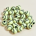 DIY light yellow-green baseball acrylic beads with stitching for sports jewelry making - 12mm Baseball Yellow Background Black Line