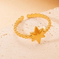 Golden titanium steel beaded open ring with minimalist star design for women - Gold 97