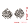Vintage stainless steel sun god pendant with 33mm height and 30mm width dimension - Steel Color Vintage Sun Face Style E