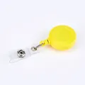 Solid yellow retractable badge holder with durable plastic body and PVC clip strap - Yellow