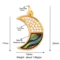 Ciondolo a mezzaluna dorato con intarsio in abalone e zirconi bianchi luminosi - Ciondolo in Conchiglia di Abulone e Zirconia a Mezzaluna (M520313-Abalone)